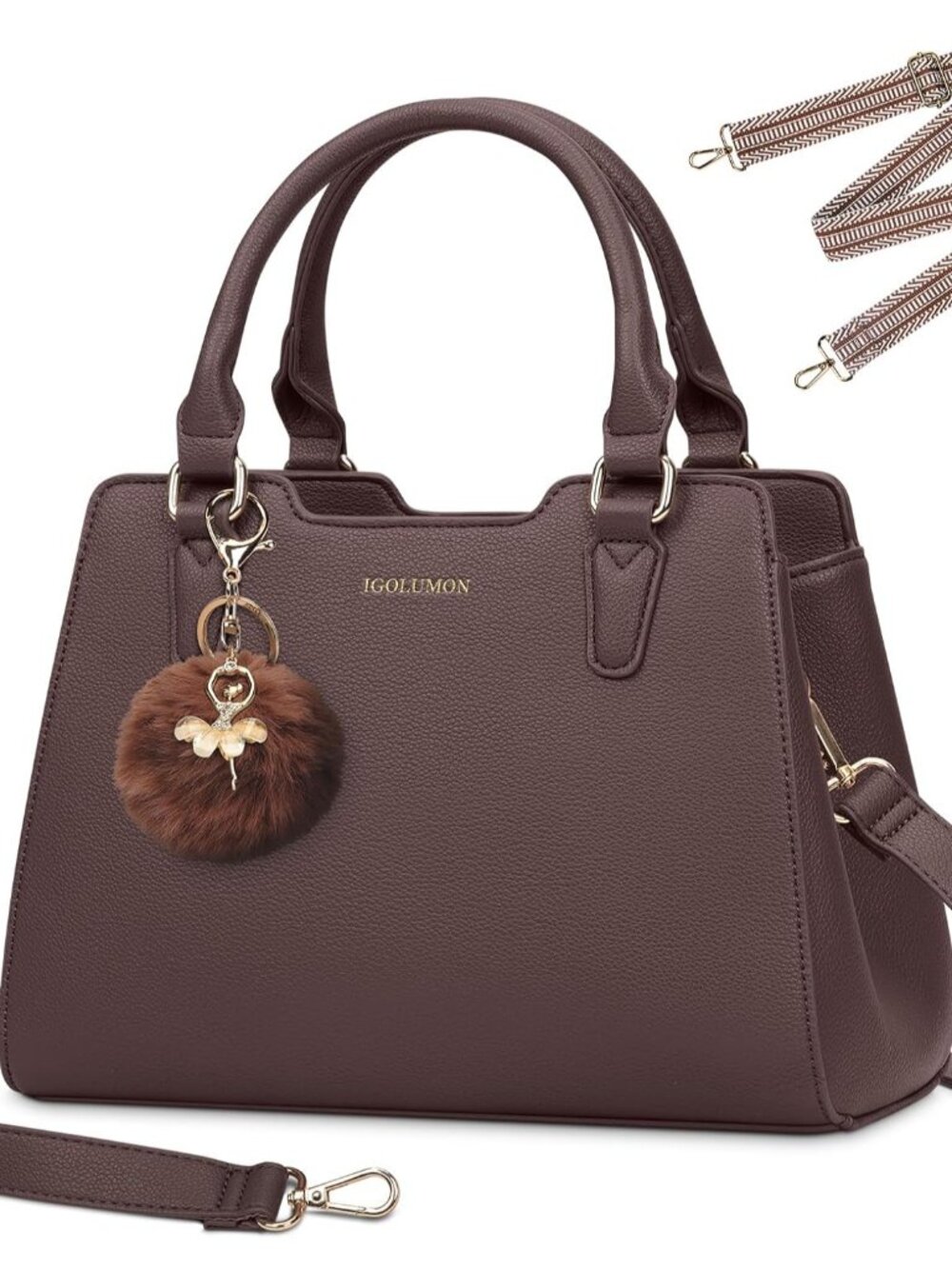 Women's Top-Handle Handbags PU Vegan Leather Satchel Purses for Women Designer T